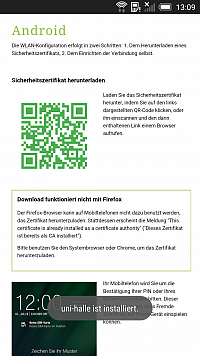 Zertifikatinstallation erfolgreich