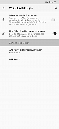 "Install certificate" menu entry
