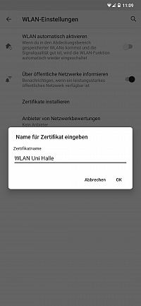 Name fr WLAN-Zertifikat eingeben