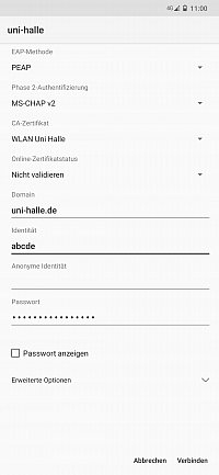 Sicherheitseinstellungen fr Netzwerk "uni-halle"